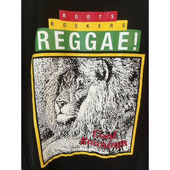 Reggae T Shirt Roots Rockers Reggae Cool Runnings Lion Adult Small Black - Picture 2 of 5